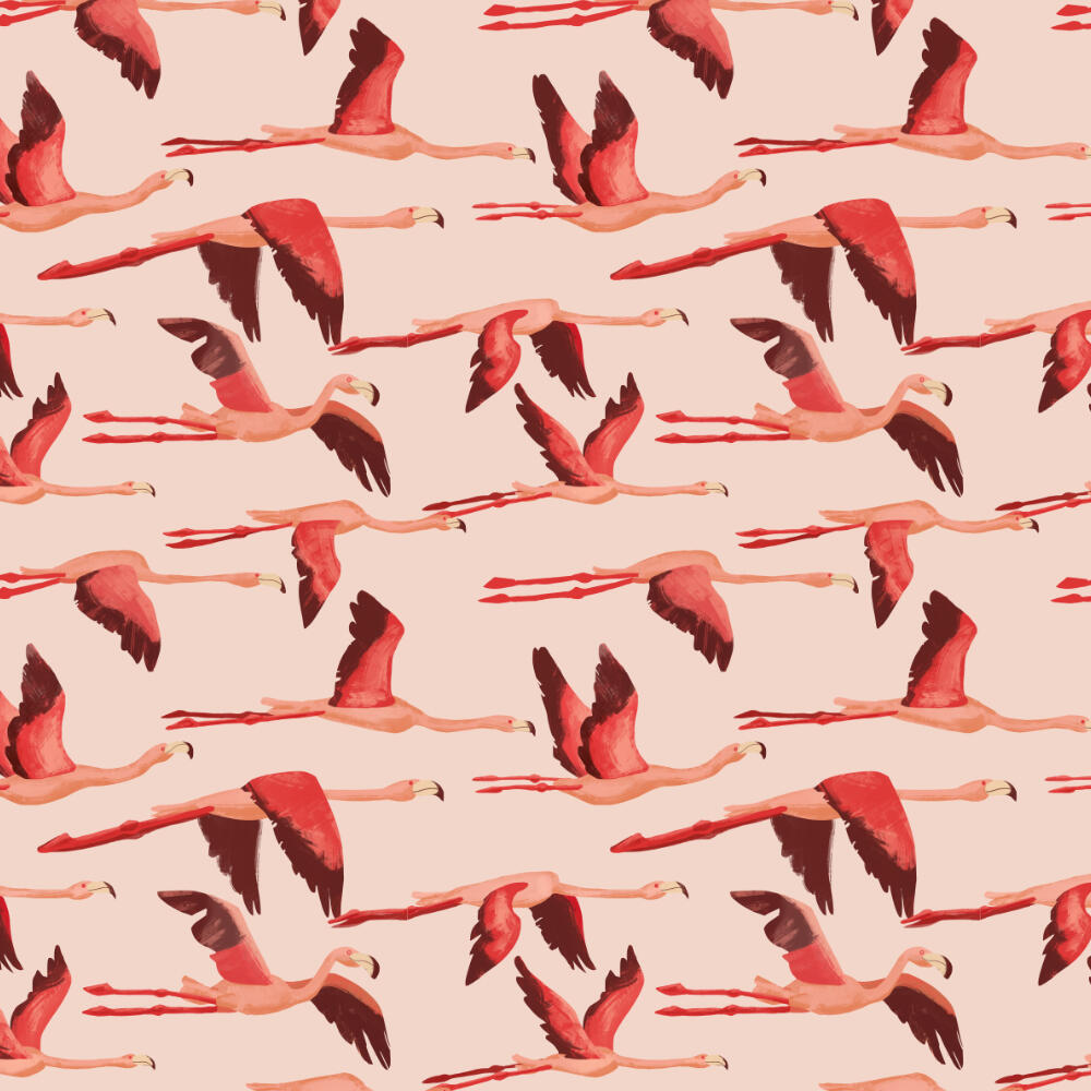Beautiful pink pattern feat flamingo birds suitable for fabrics, curtains, wallcoverings, office stationary, office packaging, home decor, furniture; Easter party paper, gift paper